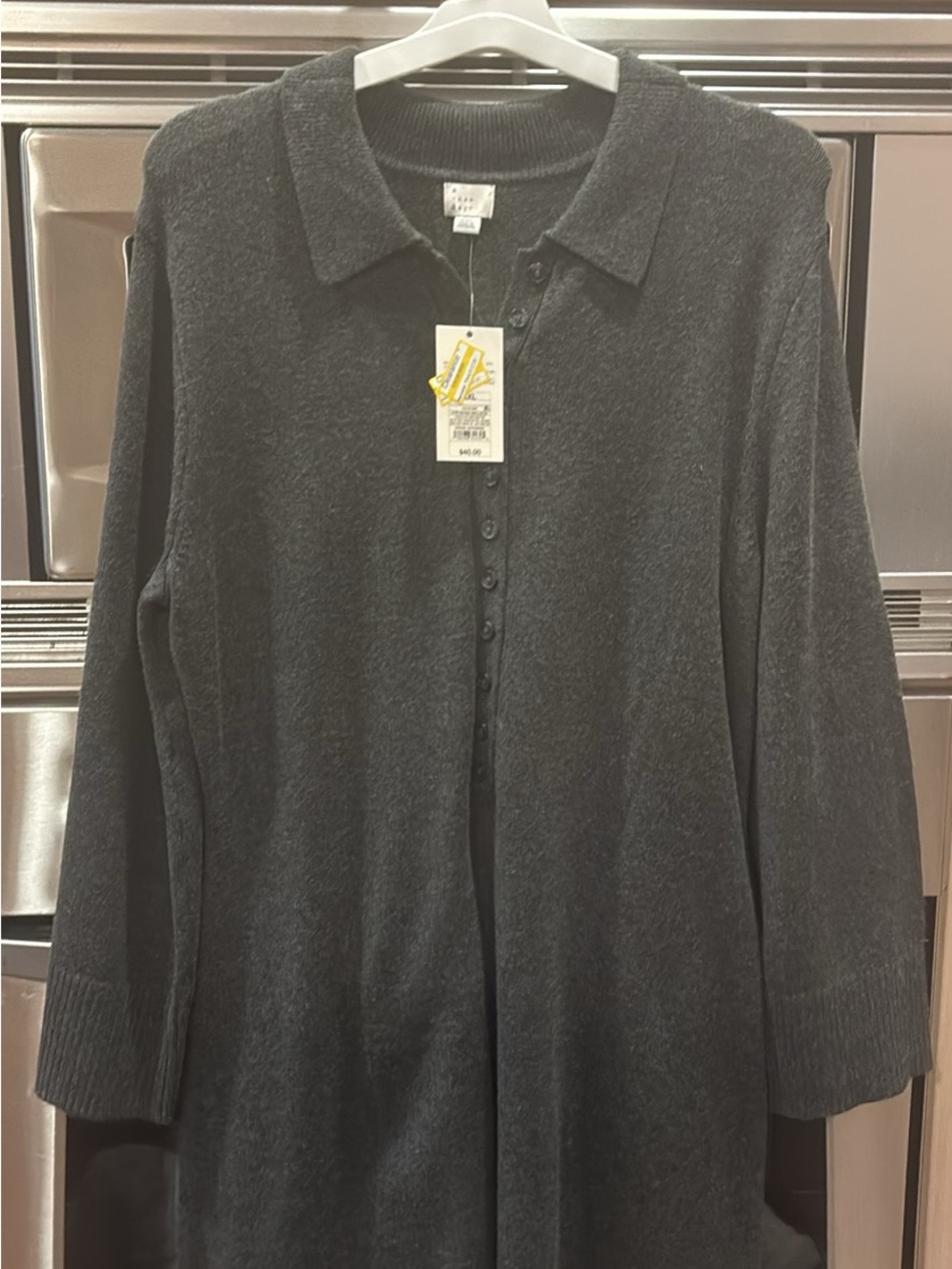 Charcoal Button-Front Women’s Polo Sweater dress